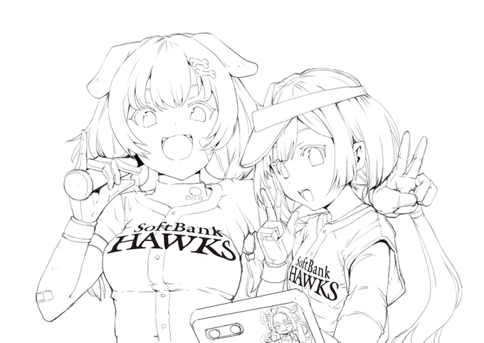 作業中!ウチはホークスファン🦅なので、ころさんとかなたんです!😆会長もこっそり・・・ 