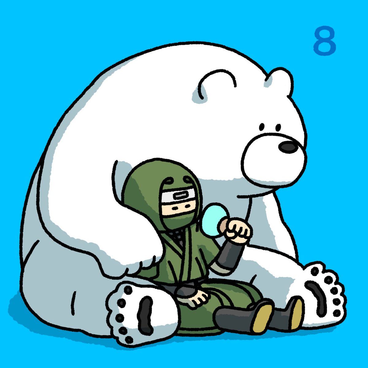 NinjaTakemaru's tweet photo. シロクマと一緒に涼む忍者

#忍者竹丸 #忍者 #8月 #シロクマ #白熊 https://t.co/9UvP0JJV1s