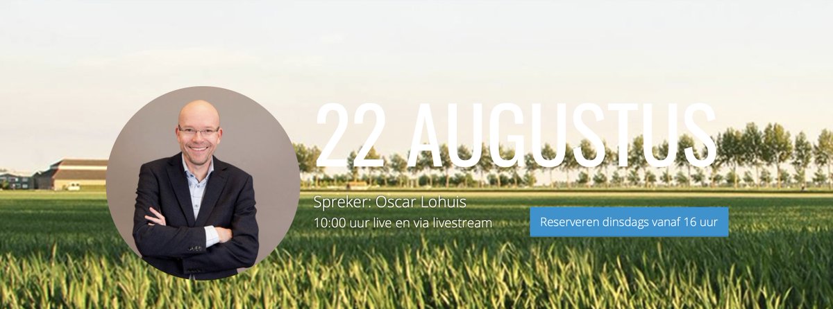 DeMeerkerk's tweet photo. Zondag 22 augustus spreekt Oscar Lohuis via livestream om 10 uur in De Meerkerk-. Voor meer informatie en reserveren https://t.co/hUUJk48PTs https://t.co/bQtdaT0ds8