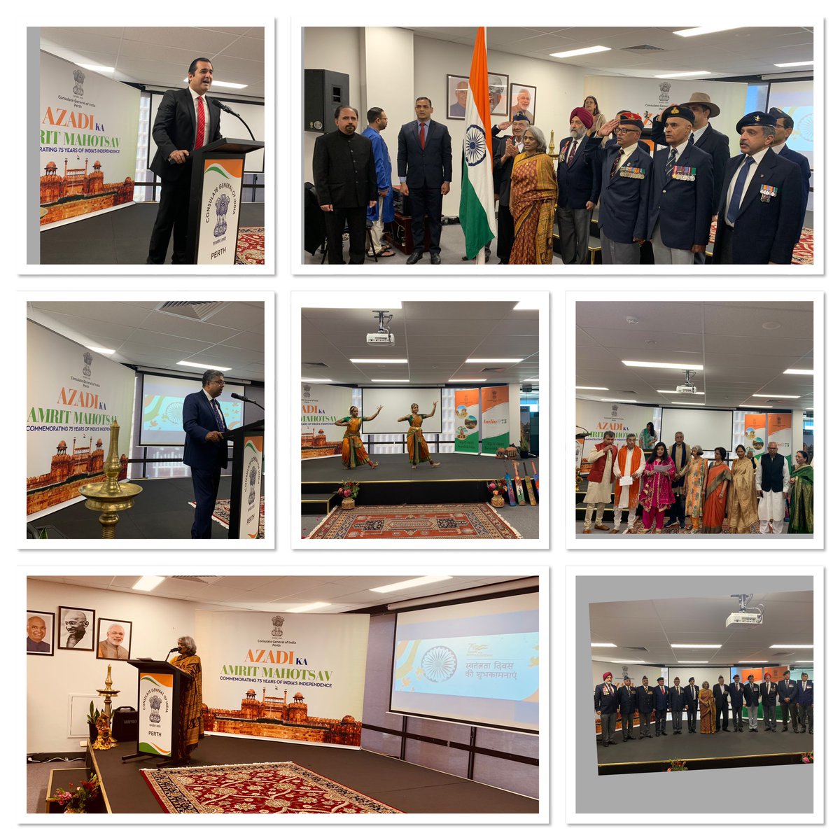 Flag hoisting ceremony was held to celebrate #AmritMahotsav 75th  #IndependenceDayIndia2021 🇮🇳 Consul General read out President of India's address to the nation followed by remarks &amp; cultural programme. 🙏Yaz Mubarakai MLA, Dr Jags MLA &amp; Cr Yaso Ponnuthurai for joining us.