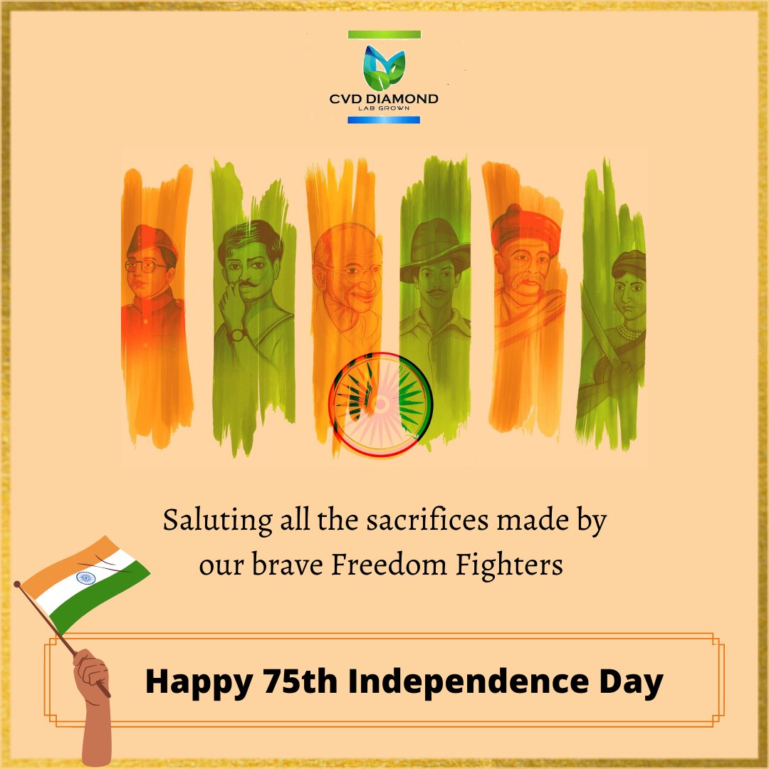 diamondscvd's tweet photo. Happy 75th Independence Day, India!
.
.
.
.
#Cvddiamond #cvddiamonds #CreatedDiamonds #labgrowndiamonds #labgrowndiamond #independenceday #india #independence #freedomfighter #75yearsofindependence #mumbai https://t.co/n4d79rxsPo