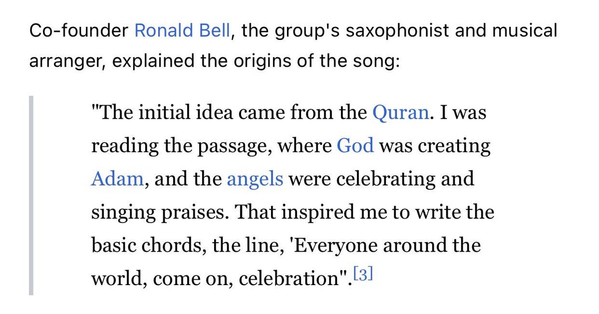 I just learned that the song “Celebration” by  Kool &amp; The Gang is about the Quran and now I’m all for it to be played from every minaret