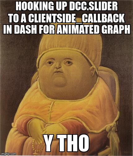 overflow_meme's tweet image. Hooking up dcc.Slider to a clientside_callback in Dash for animated graph stackoverflow.com/questions/6876… #plotlydash #plotlypython #plotly #python