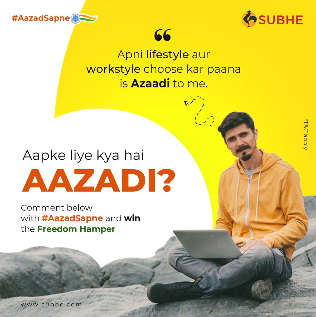 Aazadi ki apni definition share karo humare saath and get a chance to win the Freedom Hamper🎁 🥳
.
.
#Independenceday #India #HappyIndependenceDay #Patriotic #workfrommountains #dreams #ambitions #career #work #contest #win #contestalert #giveawayalert #freelance #subhe