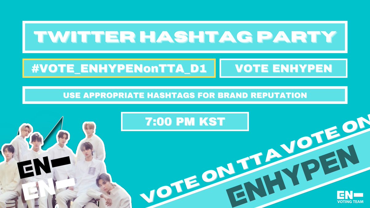 ENHYPENVT's tweet photo. TWITTER HASHTAG PARTY
USE:
LABAN ENGENES SA TTA PH
#VOTE_ENHYPENonTTA_D1
-REMINDER:
MASS VOTING (WAVE 1) STARTS NOW! 🌊
@ENHYPEN_members @ENHYPEN #ENHYPEN #엔하이픈 https://t.co/Hd3HIPq5eT