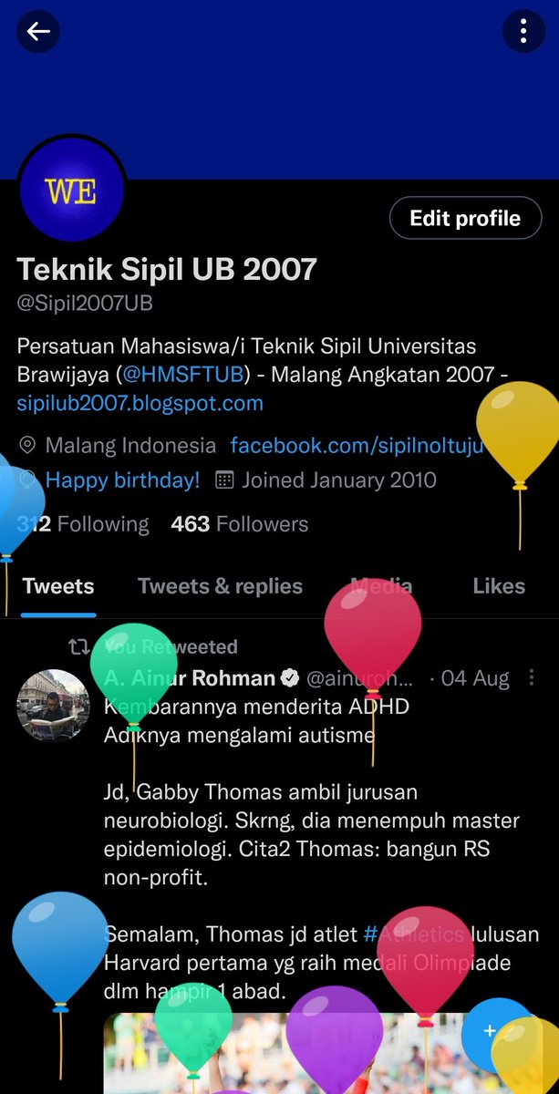 HBD Rek! #14TahunSipil2007UB