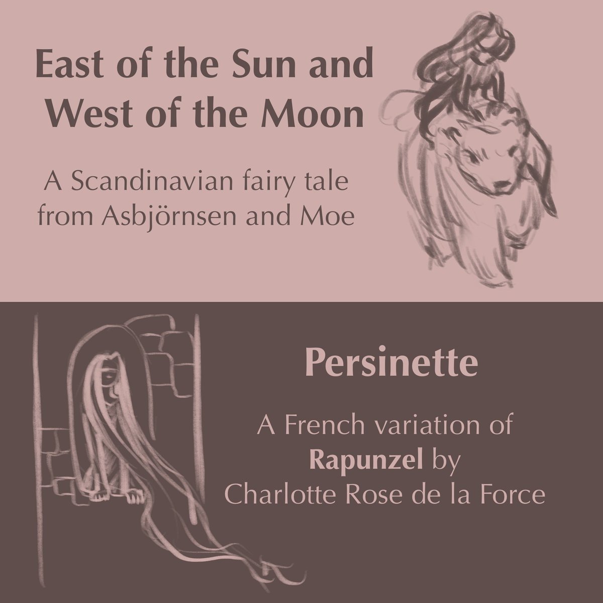 eryberi's tweet photo. What should I do for my final illustration in the #fairytalecovers series?
I'm torn between a fairy tale people are more likely to recognise (East of the Sun and West of the Moon) and one by a woman author, since they're underrepresented in our best-known traditional tales. https://t.co/NOtCVngTmW