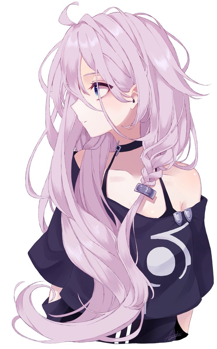 ia (vocaloid) 1girl solo long hair upper body off-shoulder shirt white background braid  illustration images