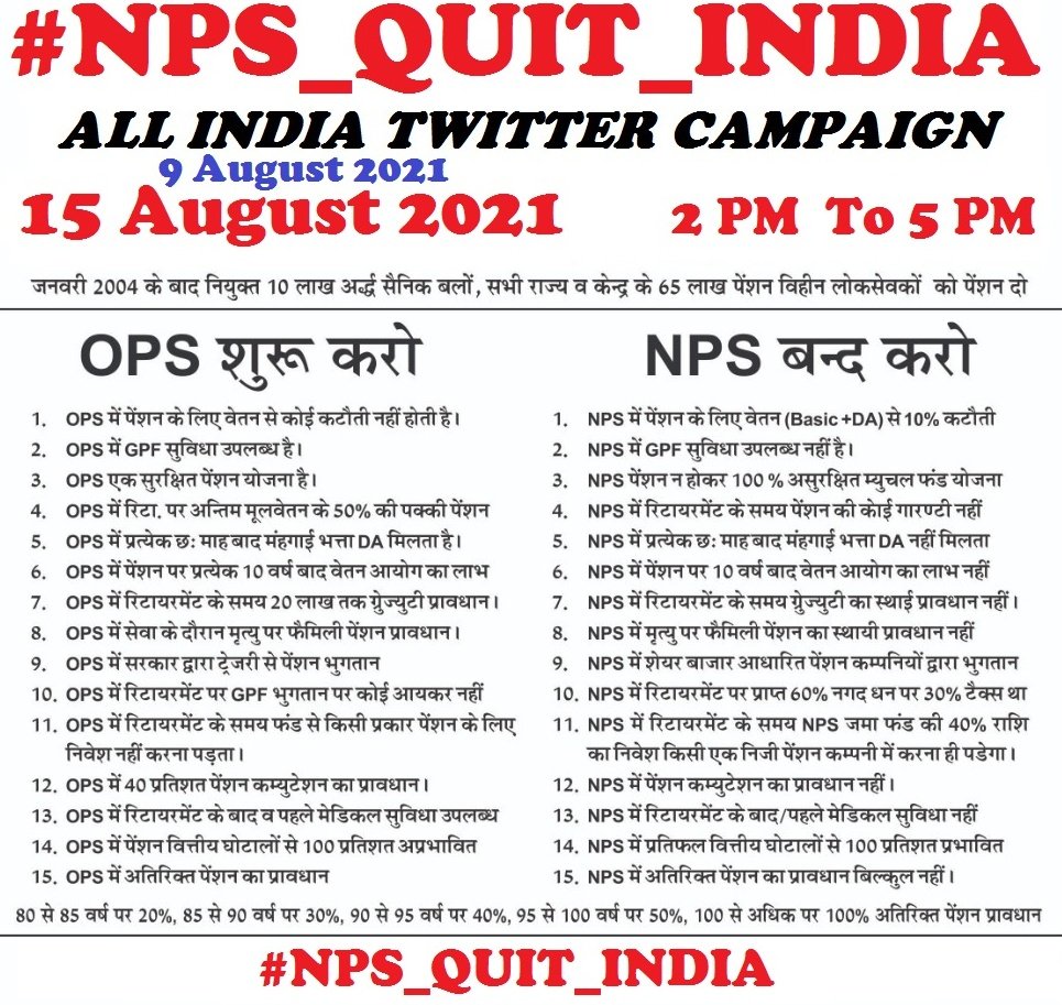 Unlike the old scheme, government employees are now forced to fund half of their pension themselves. This has caused indignation and sparked widespread protests.
#NPS_QUIT_INDIA