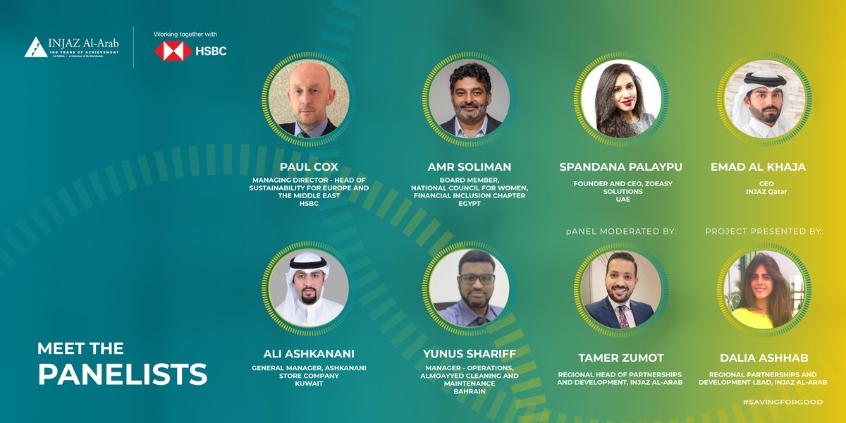 INJAZAlArab's tweet photo. Meet the panelists in tomorrow’s discussion "Building Better: The Importance of Financial Literacy for Low-Income Workers in The Arab World" 

Tomorrow 11:00 am DXB Time (Live on Facebook &amp; Youtube)

Working Together with @HSBC 
#SavingforGood #financialliteracy https://t.co/mtyIimIvY2
