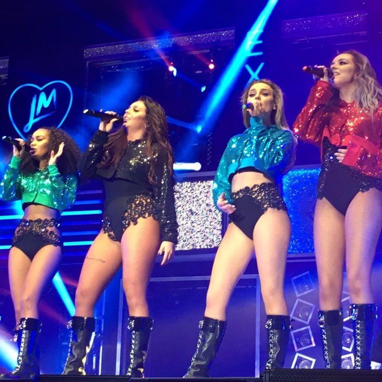 PurpleMixPrint's tweet photo. Bringing back #LittleMixGetWeird’s tour best stage outfit. . .💚🖤💙❤️ https://t.co/4P59pjIYK4