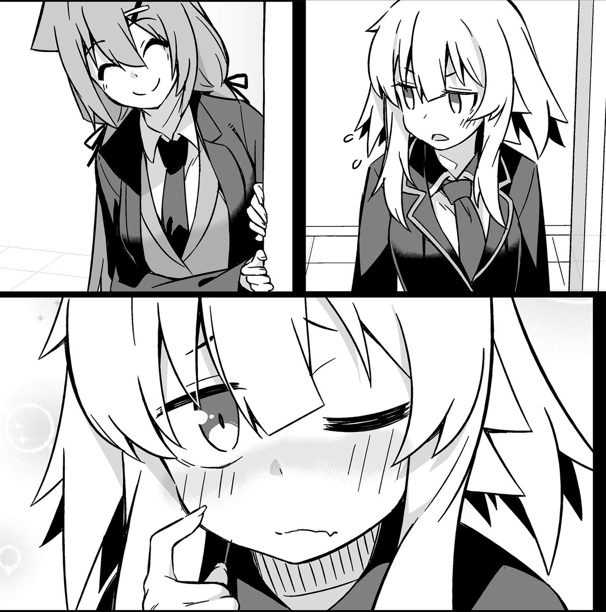 【今回のよく見て欲しいところ】
・照れる同期ちゃん
・覗き見する社畜ちゃん 