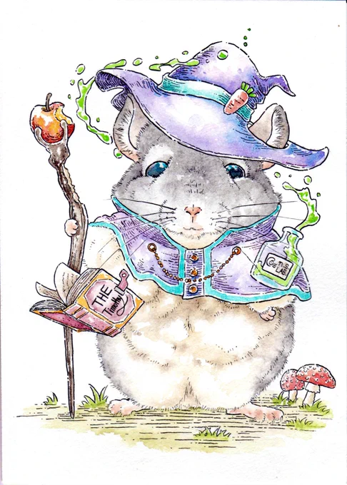 チンチラの魔法使い
チモシー無限生成の魔法🪄

 #チンチラ #chinchilla  #水彩  #ペン 