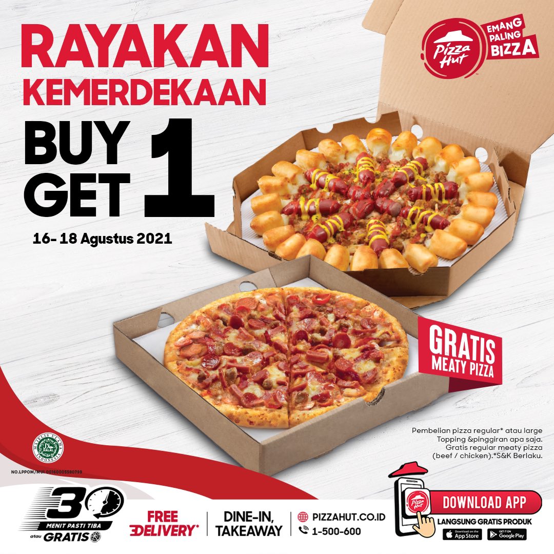 Restoran Pizza Hut On Twitter Semangat Kemerdekaan Paling Pas Kalo Dipasangin Sama Buy 1 Get 1 Dari Pizzahutrestoran Dapetin Gratis 1 Pan Regular Meaty Pizza Cukup Dengan Beli Regularlarge Pizza Jenis Apa Restoran Pizza Hut On Twitter Semangat Kemerdekaan Paling Pas Kalo Dipasangin Sama Buy 1 Get 1 Dari Pizzahutrestoran Dapetin Gratis 1 Pan Regular Meaty Pizza Cukup Dengan Beli Regularlarge Pizza Jenis Apa