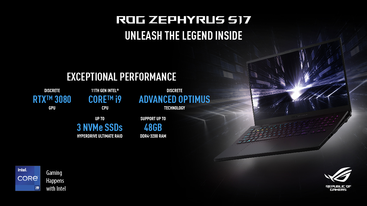 ASUS_ROG_ID's tweet image. ROG Zephyrus S17 hadir hingga GeForce RTX ™ 3080 GPU pada 140W dengan Dynamic Boost dan Advanced Optimus, ditambah CPU Intel® Core ™ i9 Generasi ke-11.

Info lengkap produk baca di: bit.ly/3s9mSzX

#ROGisMine #ROGZephyrus #ROGZephyrusS17