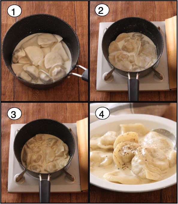 急に肌寒くなってスープっぽいの欲しい時にぜひ‼冷凍水餃子生パスタ。