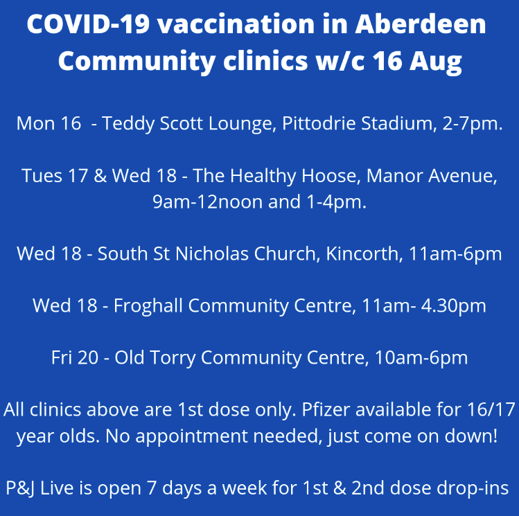 Community clinics next week  Please share!
reminder that 16 and 17 year olds can attend any drop-in centres:
