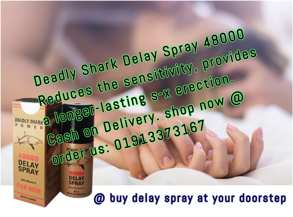sarmin2u's tweet photo. Deadly Shark Delay Spray 48000 Reduces the sensitivity, provides a longer lasting s-x erection.
Cash on Delivery. shop now - buy delay spray at your doorstep.
- To order please click on link
#delay_spray #delaysprayformen https://t.co/JZO6VFXTOu