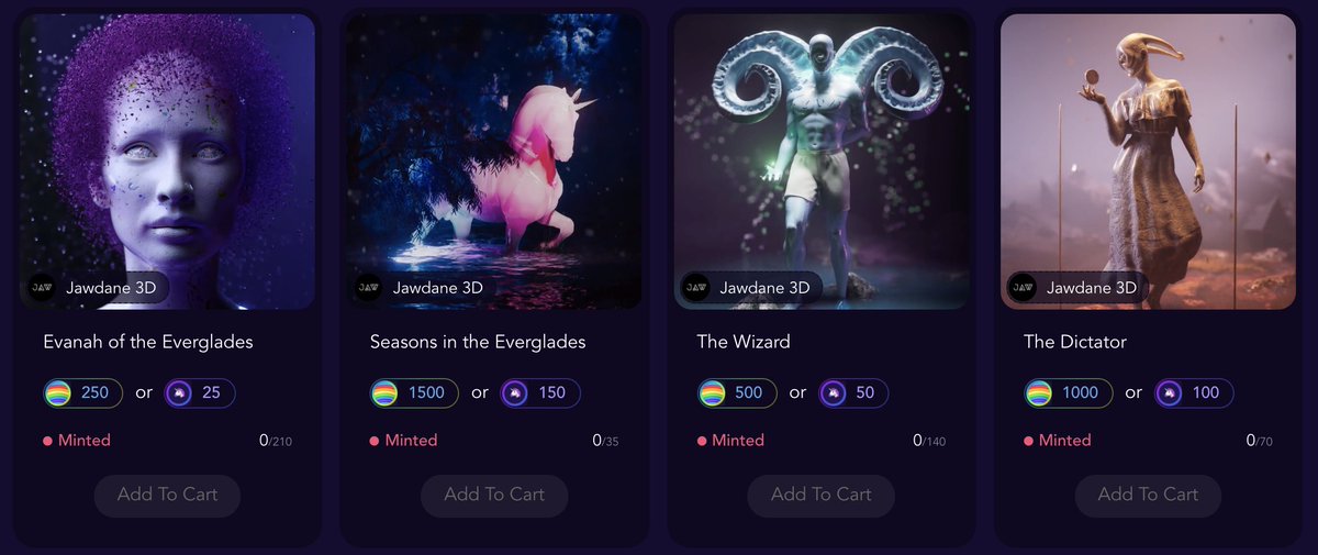 Wow, another sellout! All <a href="/jawdane3D/">Jawdane</a> NFTs were gone on Ethereum within 5 minutes, and on BSC shortly thereafter.

We want to thank you all for the amazing show of support - and if you missed out this time, never fear, another drop will be announced soon!️‍🌈🦄

#NFTS #Ethereum