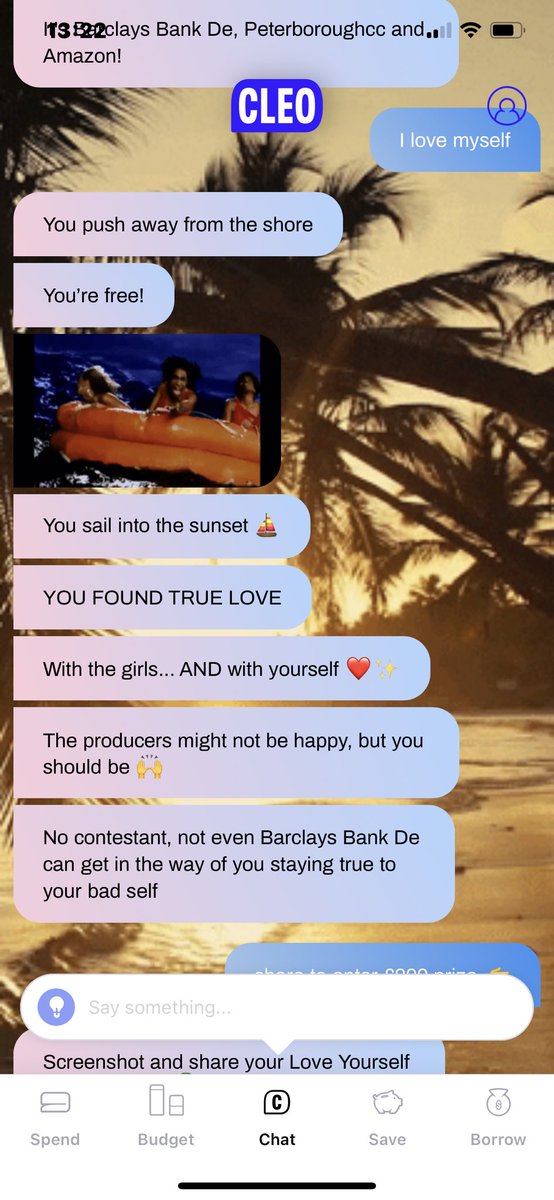 KellyACook's tweet photo. @meet_cleo exciting game of love yourself island today Cleo! Now show me the ££! 🌴 https://t.co/w2MrekzI8a
