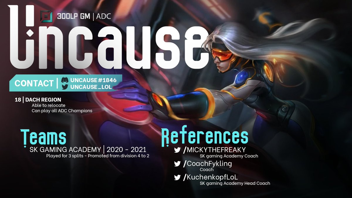 I'll be exploring my options for the next split.

Looking at all offers and considering all regions.

❤ and 🔁very appreciated.

References:
<a href="/mickythefreaky/">micky</a> 
<a href="/CoachFykling/">Sleby</a> 
<a href="/KuchenkopfLoL/">David Liem</a>