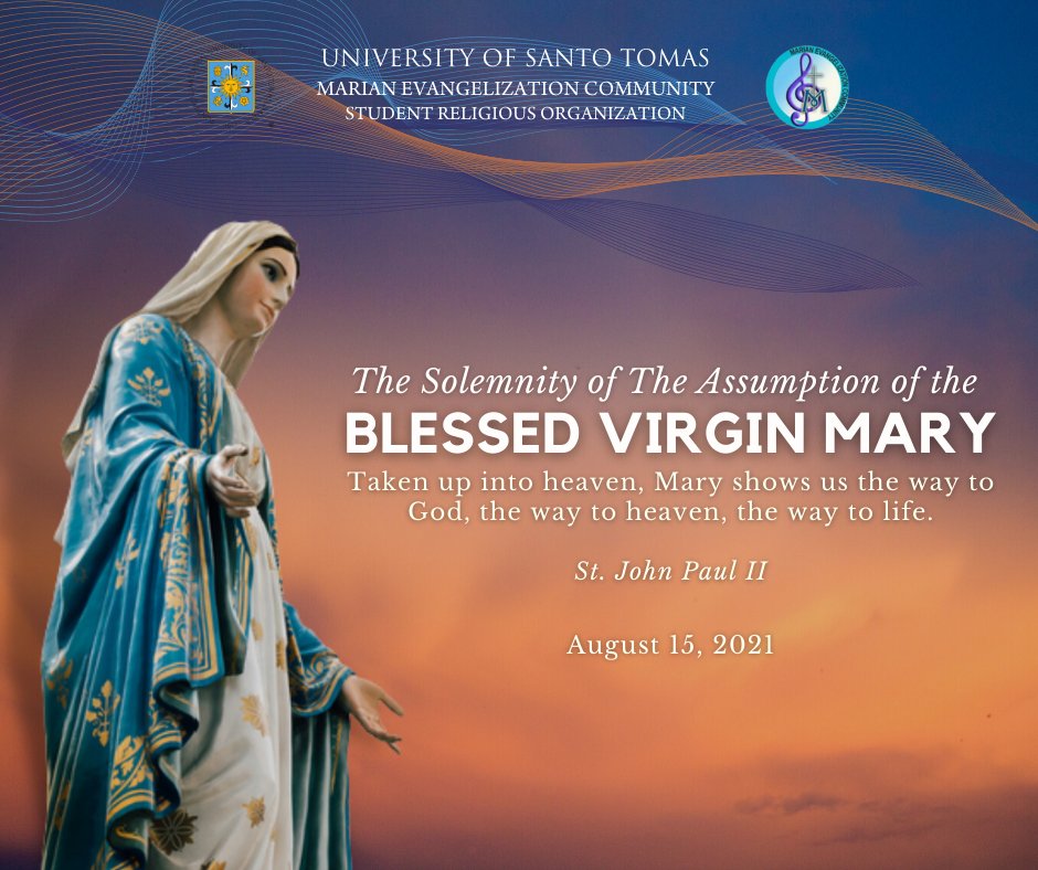 official_ustmec's tweet photo. Today, we celebrate the Solemnity of the Assumption of the Blessed Virgin Mary.
This Marian dogma teaches that the Virgin Mary "having completed the course of her earthly life, was assumed body and soul into heavenly glory." https://t.co/t8AvUlovIQ