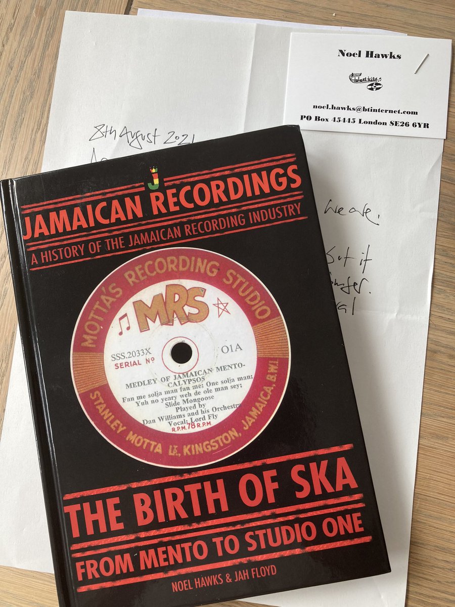 Excited to get a preview copy of #JamaicanRecordings the fantastic story of the record makers in their own words, collected over a lifetime by reggae historian #NoelHawkes and written with  #JahFloyd. Out 8th September!! #reggae #ska #MusicHistory #jamaicanculture