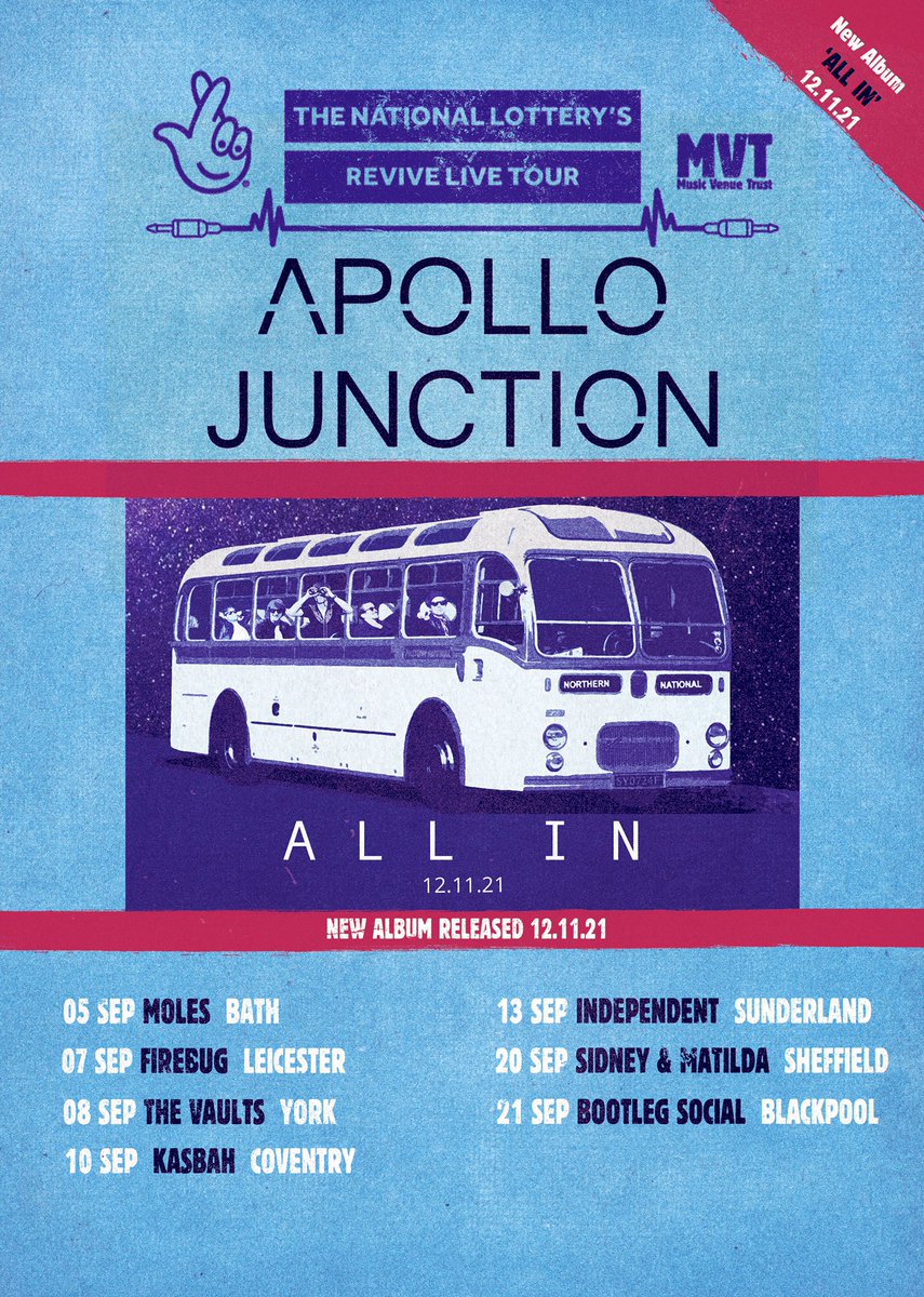 Apollo Junction (@apollojunction) on Twitter photo WE’RE GOING ON TOUR!!
Tag who you’re bringing!
In partnership with <a href="/TNLUK/">The National Lottery</a> and <a href="/musicvenuetrust/">Music Venue Trust</a> for the #revivelive tour getting people back into venues.
All tickets are buy one get one free #bogof
Catch us in #Bath #Leicester #York #Coventry #Sunderland #sheffield #Blackpool WE’RE GOING ON TOUR!!
Tag who you’re bringing!
In partnership with <a href="/TNLUK/">The National Lottery</a> and <a href="/musicvenuetrust/">Music Venue Trust</a> for the #revivelive tour getting people back into venues.
All tickets are buy one get one free #bogof
Catch us in #Bath #Leicester #York #Coventry #Sunderland #sheffield #Blackpool