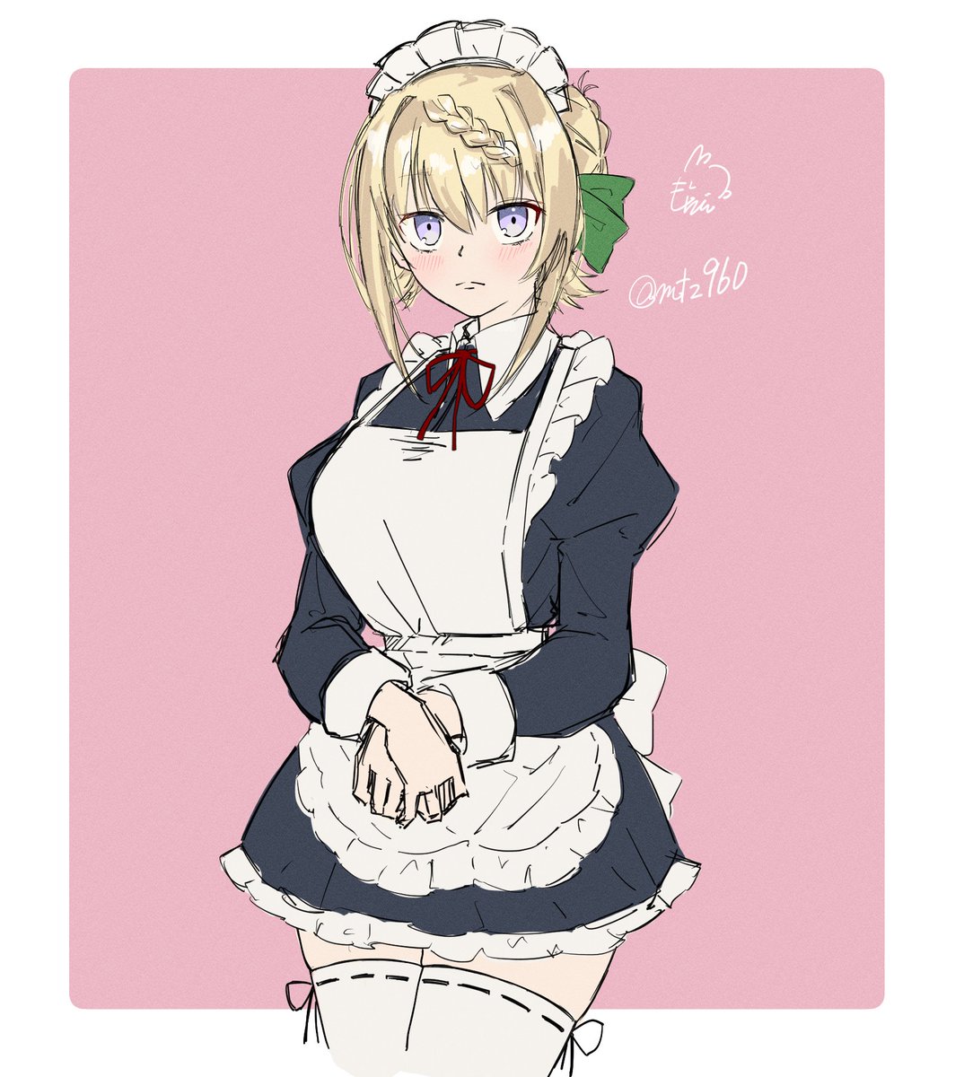 perth (kancolle) 1girl solo enmaided alternate costume apron blonde hair maid  illustration images
