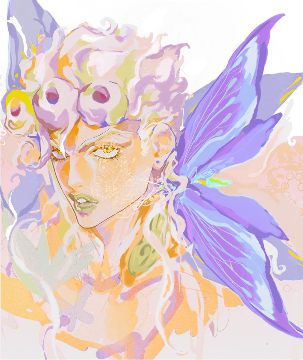 giorno giovanna 1boy male focus solo yellow eyes bug jewelry earrings  illustration images