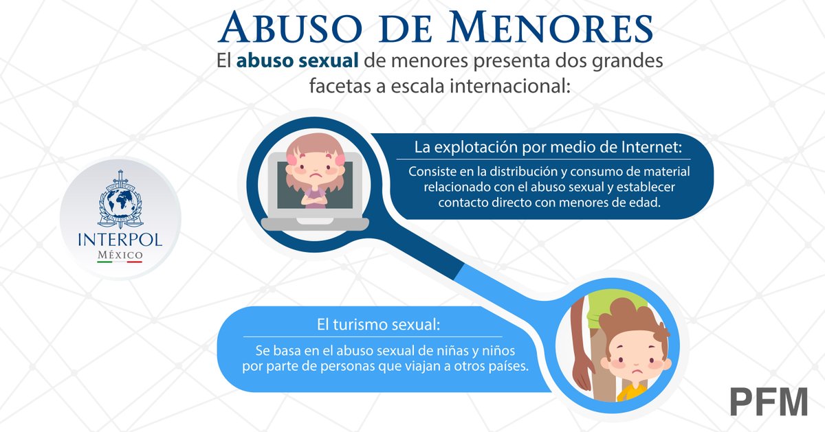 FGR_AIC's tweet photo. #Entérate. La #PFM a través de #INTERPOLMx, en colaboración con INTERPOL HQ combate el delito de turismo sexual contra menores de edad. https://t.co/U2FqaFeAFi