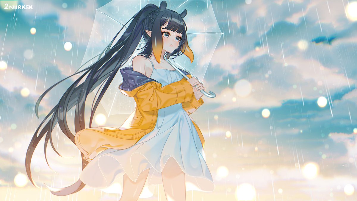 一伊那尓栖 「With the clouds forming a track from me 」|nii | aeru studioのイラスト