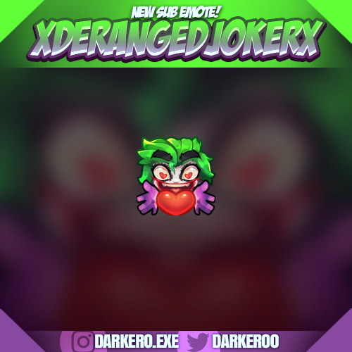 Joker Love Emote 💚💜 made for <a href="/XDerangedJokerX/">Joker</a> 🔪
Twitch➡ twitch.tv/the_deranged_j… 

#TwitchEmoteArtist #emote #emoteartist #commissionsopen #digitalart #freelance