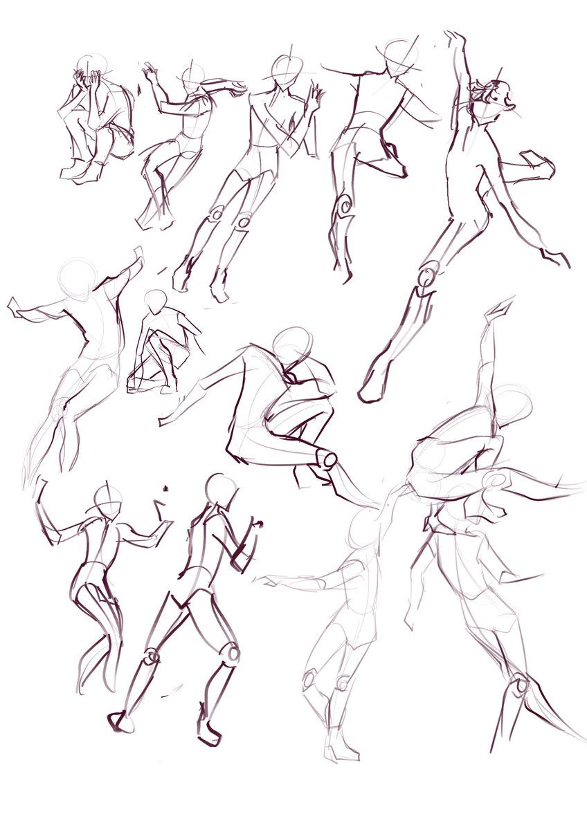 some studies from today... (the poses r kinda dirty i did them rlly quickly 😵) 