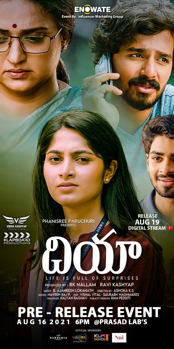 Kannada BlockBuster #Dia Now Releasing In Telugu.
Releasing Aug 19 On Digital Stream 

Pre-Release Event - Tomorrow 6 PM @PrasadsLabs 

 Phanisree Paruchuri Presents
⭐ing #Kushi @AmbarPruthvi @Dheekshiths #RKNallam #RaviKashyap @klapboardpost #VibhaKashyap #klapboard