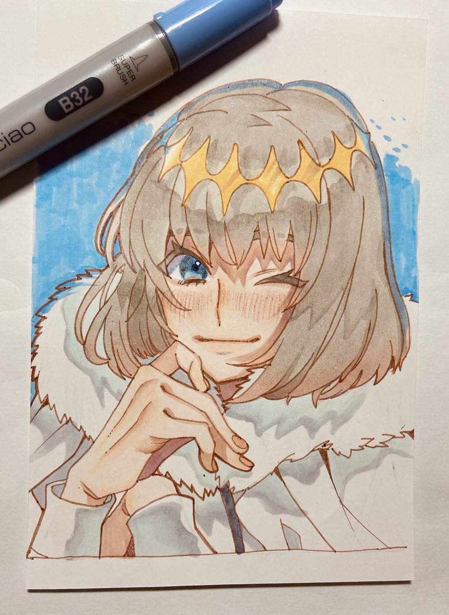 oberon (fate) 1boy one eye closed male focus solo blue eyes traditional media crown  illustration images