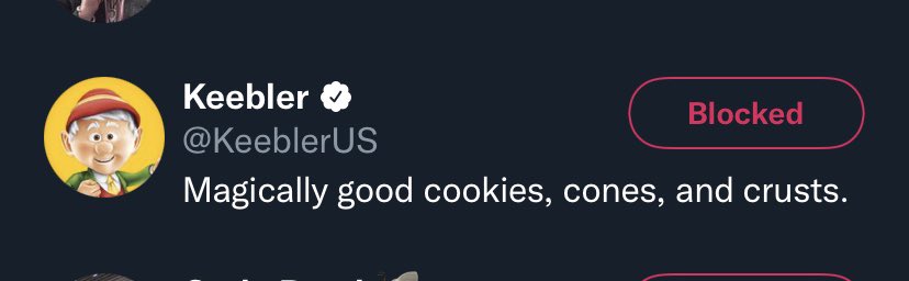 ambjenks's tweet photo. decided to check who I have blocked on here and I just want to know: at what low point in my life did I deem the keebler elves worthy of blocking 😔 https://t.co/nzh8zSsNxe