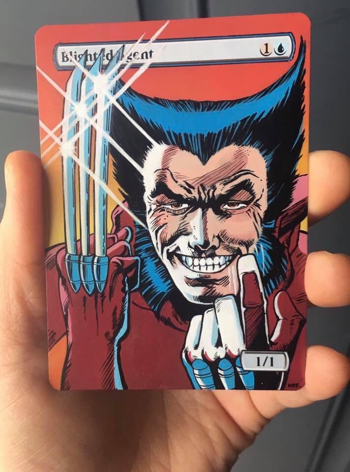 (2019) #4 of 4 Blighted Agents altered as Wolverine, reference is from an iconic Marvel Comics cover completed by Michiko.  Follow, retweet, share, or like our other socials on Facebook and Instagram too!  #MagicTheGathering #mtg #mtgalters #edh #CommanderEdh