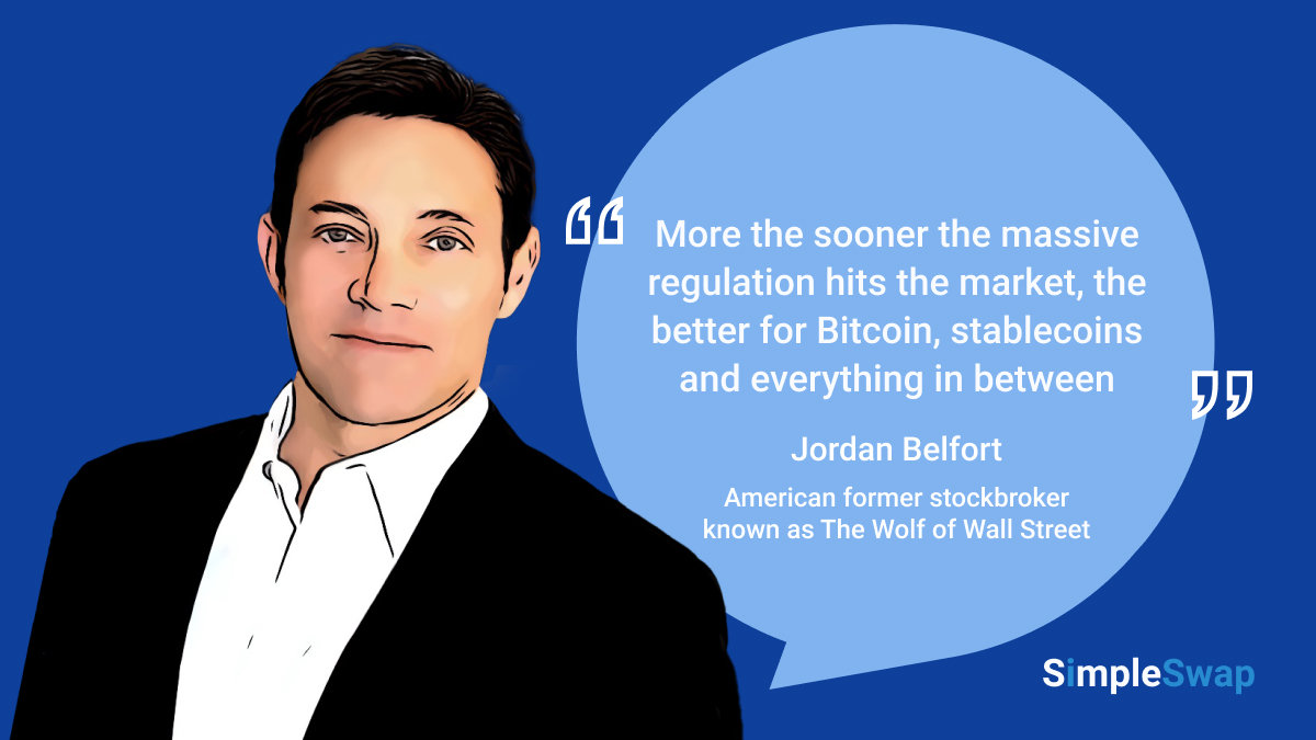 SimpleSwap_io's tweet photo. Jordan Belfort calls for #crypto regulation 👮 @wolfofwallst believes that it will help to massive #CryptoAdoption 🌏 What are your thoughts on #cryptocurrency regulations? https://t.co/7DLtYFKRjZ