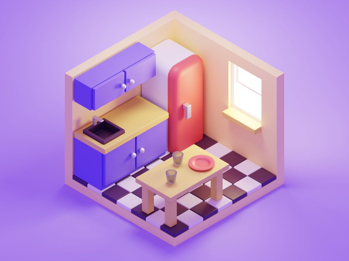 tevnafx's tweet photo. Stylized Isometric Kitchen In Blender... 

All Support is Appreciated! https://t.co/MjJUzfMdI8
