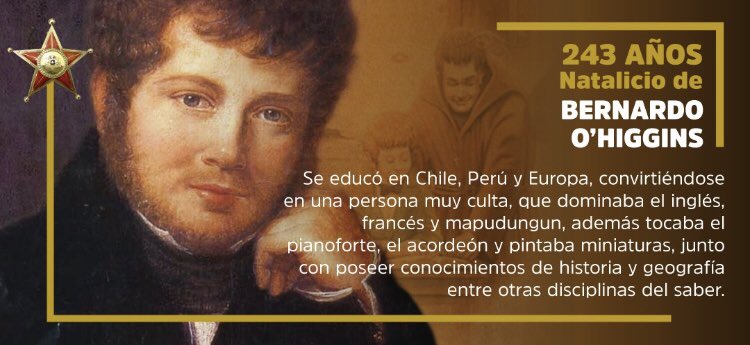 ¿Sabías que #ElPadreDeLaPatria hablaba cuatro idiomas? 
Aquí te hablamos de su amplia educación. #NatalicioDeOHiggins.