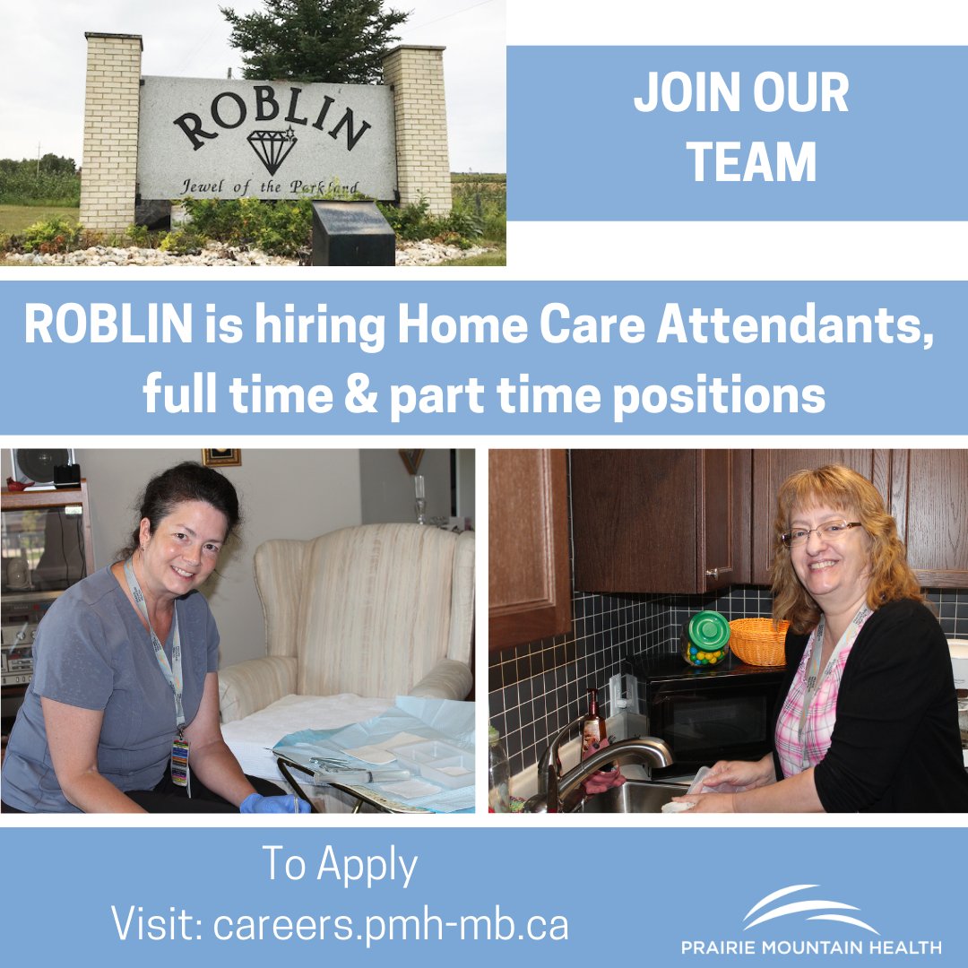 #ROBLIN is hiring Home Care Attendants, full time & part time positions.  Assist in meeting the special and changing needs of clients and assisting them in reaching and maintaining optimum health and independence.  Benefits package & pension available. https://t.co/zWeeLyOAju https://t.co/voJk0kc8xg