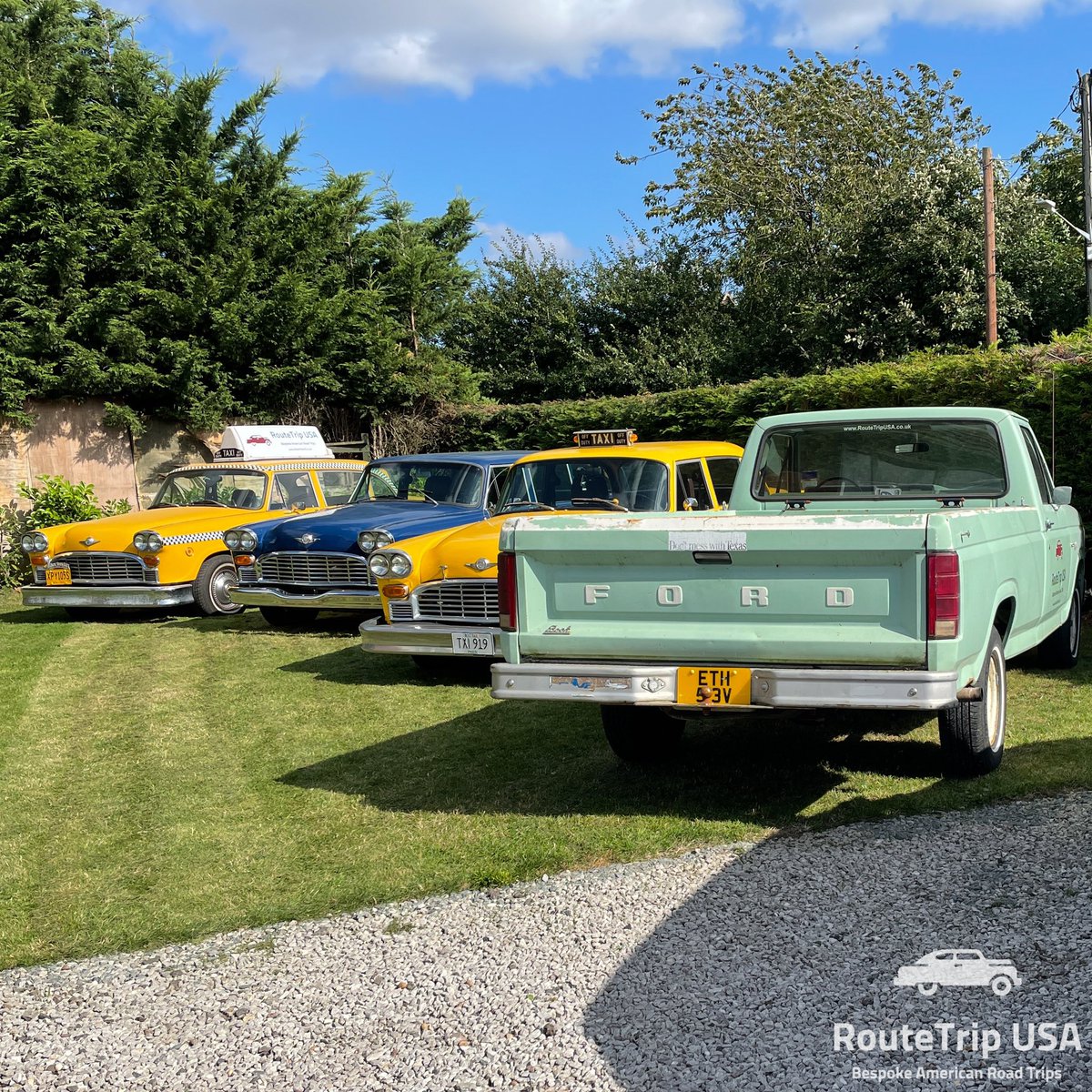 RouteTripUSA's tweet photo. For RouteTrip USA, it isn’t just a job, it’s a passion too. Here’s a few of our American classic cars and trucks from earlier today.
#checker #checkercab #yellowcab #fordf100 #fordf150 #fordtrucks #yellowcab #classiccars #classic #stationwagon https://t.co/IEVTypkEQy