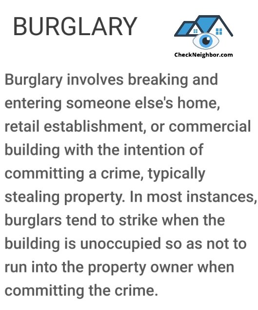 CheckNeighbor's tweet image. Moving in beside a person convicted or accused of Burglary? Know what that means!
@checkneighbor #rent #homeforsale #home #realtor #newlisting #newhomes #rentals #rental #renting #homeownership  #househunting #buyahome #justlisted #openhouse #realestate #homesearch #listing