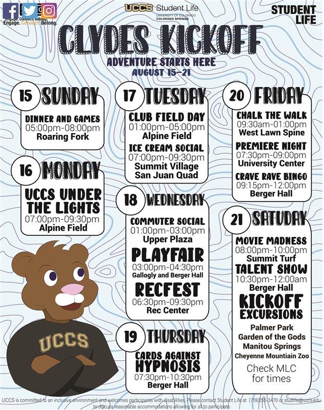 Happy move in day! We are so excited to see all new and returning students on campus! 

Today also marks the first day of Clyde’s Kickoff Week, follow along our social media to know about all of the fun events we have each day. Welcome Mountain Lions!