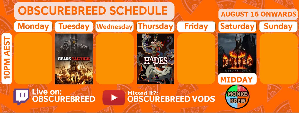 Obscurebreed's tweet photo. Good Time Zone Everyone!

Here is what I'll be up to this week!

Will be looking to support and see what others are doing throughout the week!

@TeamToska @MonkeKrew #GGsOnly #schedule https://t.co/oXVRi6kau5