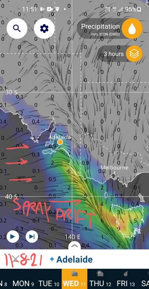 wanderinganimal's tweet photo. Here's an example on 11/8/21
11:20pm #SouthAustralia a @Qantas plane #VHEBF (#TagPlaneReg) travelling Syd-Perth at 40k ft..&amp;as he flew over #Adelaide suddenly dropped to 32k ft. to spray west of rainband as west wind helped the spray to drift towards rainband.
@planehashtagreg. https://t.co/8TOJMJf3BI