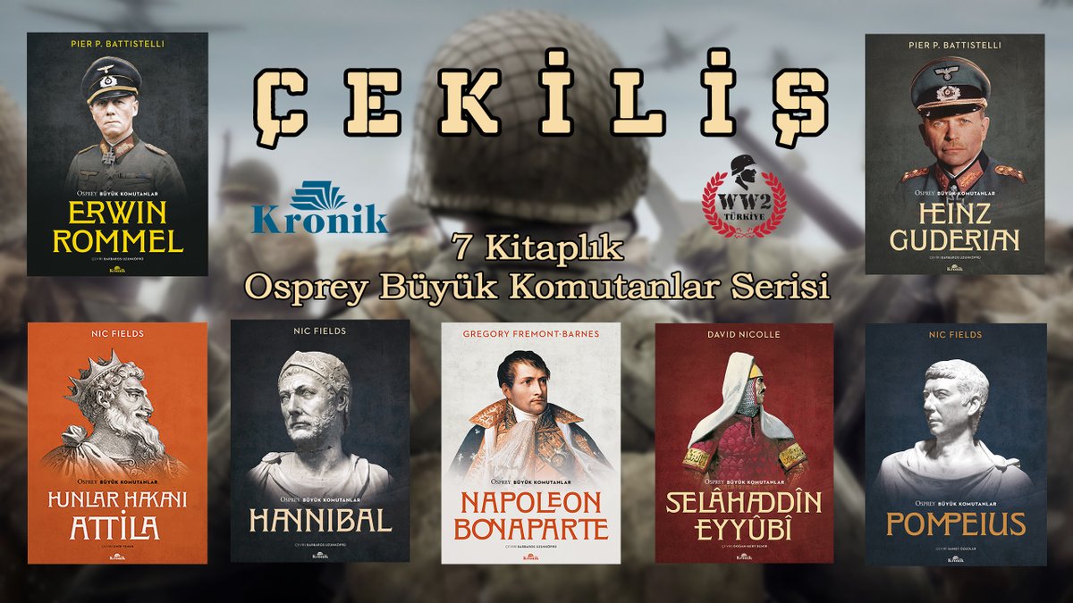 📢 ÇEKİLİŞ | Bu tweet'i RT ederek hesabımızı takip eden 5 kişiye 7 kitaplık "Osprey Büyük Komutanlar" setinden istediği bir kitabı hediye ediyoruz.