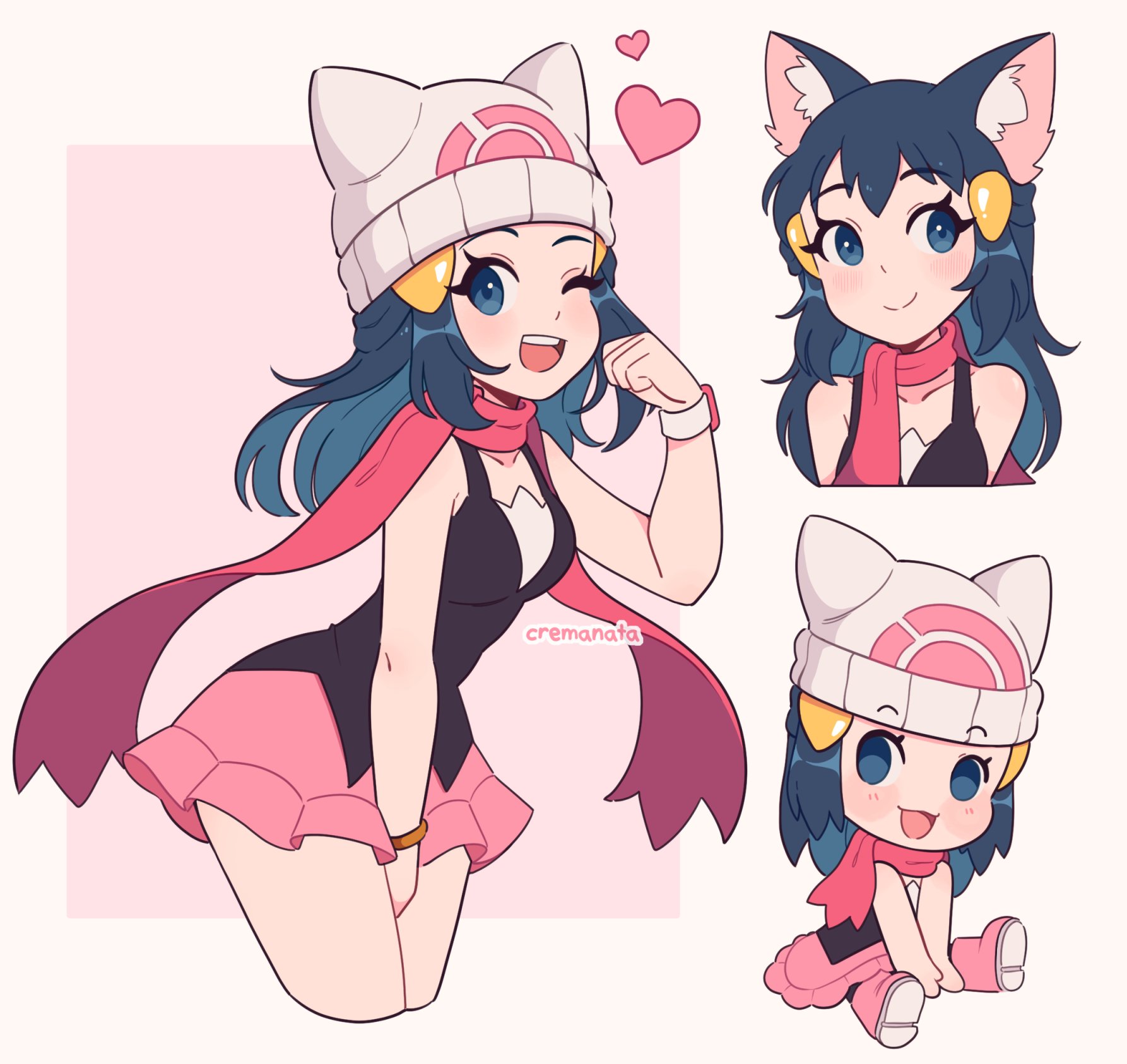 crema 💕 comms closed on X: dawn + cat ears 💕 #pokemon #nintendo