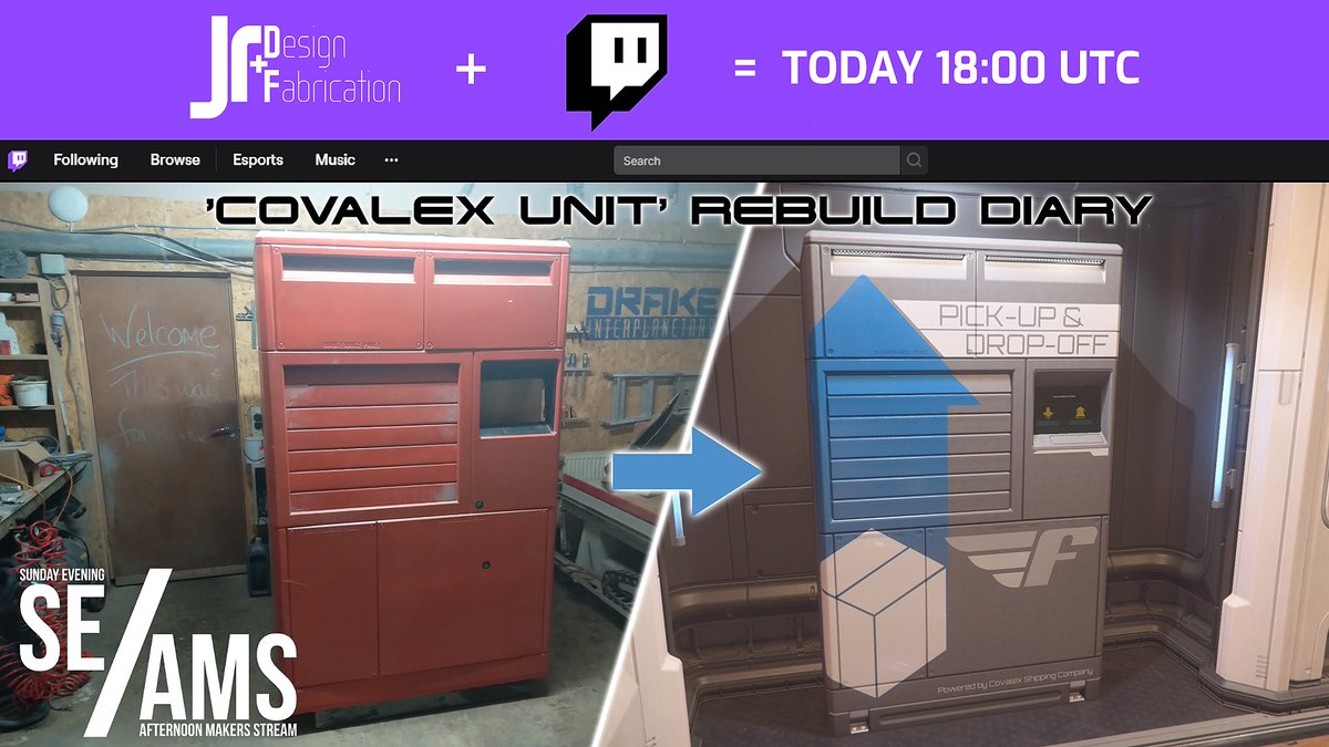 JRDesFab's tweet photo. Sunday Evening/Afternoon Makers Stream (#SEAMS) is back! and starting a very cool project. We're dusting off an unfinished build from a few years ago and getting it done!

Come join JR and Drew 18:00 UTC https://t.co/ILP2QUekP2

See you there!

@robertsspaceindustries @formlabs https://t.co/JEMPX6JbPr